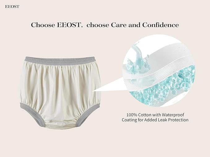 Adult Diaper Cover for Incontinence Noiseless Leak-Protection Underwear Waterproof Plastic Pants Rubber Pants Lightweight(Gray, XXXX-Large)