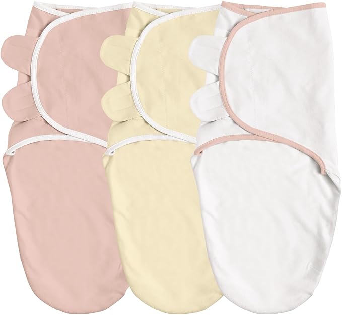 GLLQUEN BABY Swaddle Blankets for Baby Girl & Boy, Easy Adjustable Sleep Sack, Newborn Swaddles for 0-3 Months, Baby Sleep Sack, Pink & Yellow Tone, Swaddling Blankets 3 Pack Wrap Set