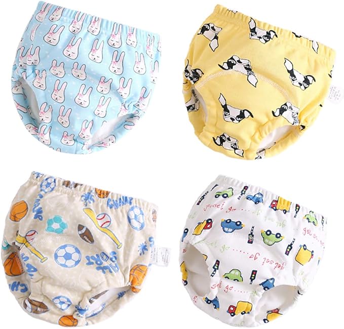 Toddler Potty Training Pants 4 Pack,Cotton Training Underwear Size 2T,3T,4T,Waterproof Underwear for Kids