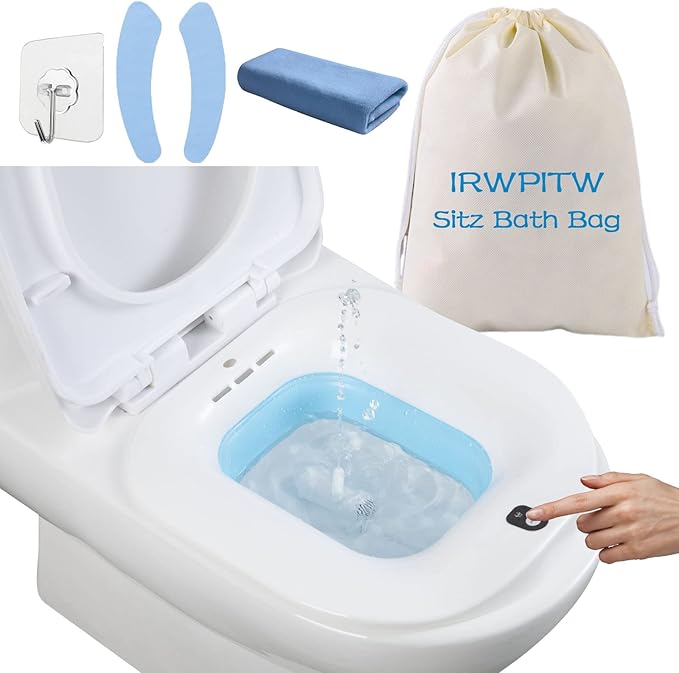 IRWPITW Sitz Bath, Electric Sitz Bath for Toilet Seat Hemorrhoids Postpartum Care Bowl, Sitz Baths Salts Tub for Women Men, Sits Bath Soak Pan, Butt Bath Basin, Portable, Water Spray Style, Blue