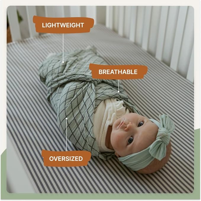 Parker Baby Swaddle Blankets - 3 Pack of 100% Cotton Muslin Swaddle Blankets for Baby Boys and Girls - Unisex/Gender Neutral - Sage