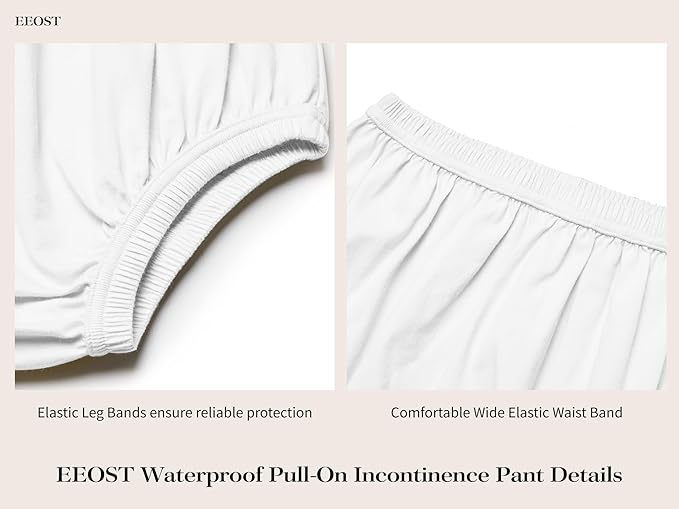 Adult Diaper Cover for Incontinence Noiseless Leak-Protection Underwear Plastic Pants Over Diapers Waterproof Rubber Pants (White, XL)