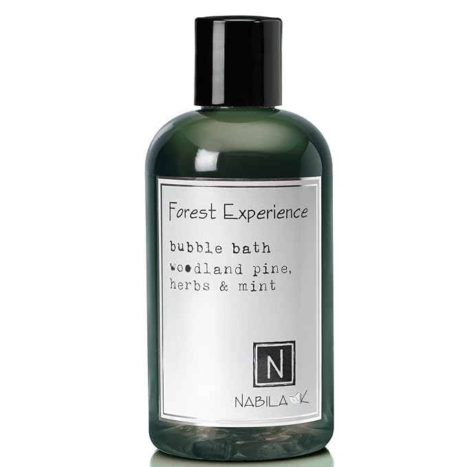 Forest Experience Bubble Bath with Pine, Herbs & Mint Scent by Nabila K - Essential Oils with Natural Ingredients for Sensitive Skin, Tear-Free, Gentle, Moisturizing - Luxury for Women & Men, 8 oz