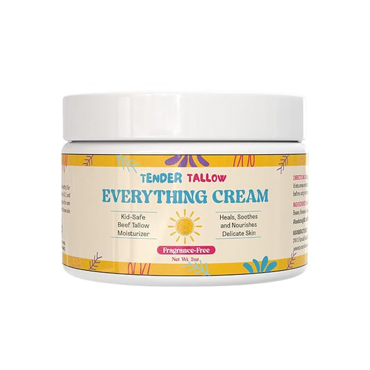 – Fragrance-Free Whipped Tallow Cream for Babies & Kids, 100% Grass-Fed Non-Toxic Balm for Sensitive or Eczema-Prone Skin, Gentle Natural Moisturizer for Chapped Cheeks & Dry Skin – 2oz
