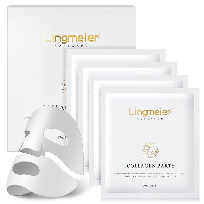 Collagen Face Mask 80,000ppm Marine Hydrolyzed Collagen (300-500Da) & Hyaluronic Acid | Overnight Hydration Gel Sheet for Deep Moisture | Gentle Formula, Safe for Sensitive Skin