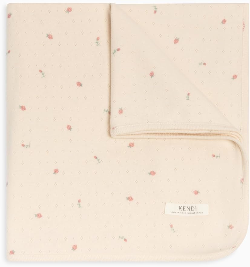 Colored Organics Baby Organic Cotton Swaddle - Infant Receiving Blanket - Pia Floral Pointelle