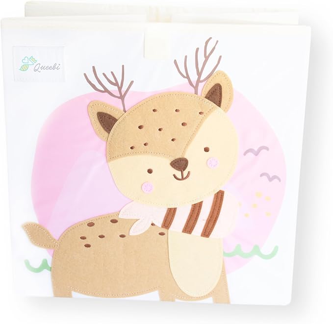 Storage Cube- Organizer for Nursery, Playroom, Bedroom, Closet. Foldable Box 13x13x13 inches. Children's Toy Box, Diaper Caddy, Clothing Basket, Book Bin, Baby Essentials & Gift (Deer)