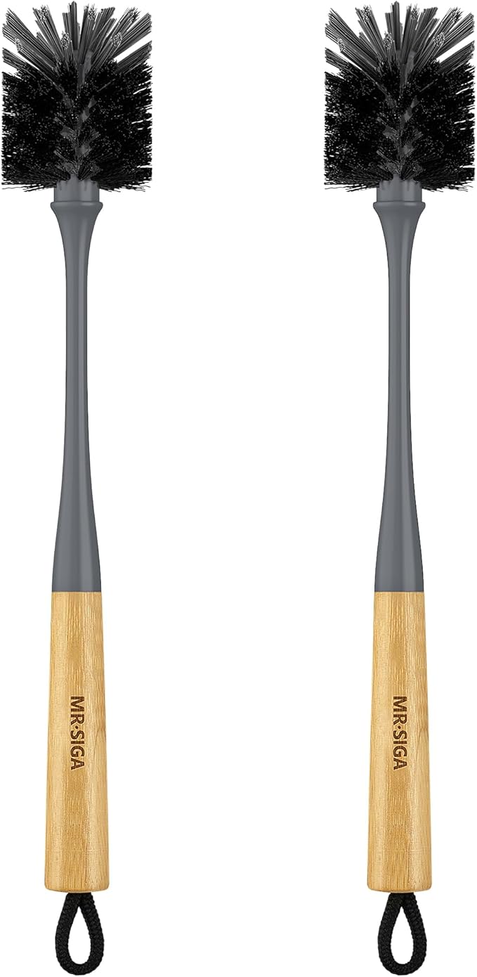 MR.SIGA Water Bottle Brush, Long Handle Bottle Brush for Water Glasses, Baby Bottles, Sports Bottles Cleaning, Gray, 2 Pack