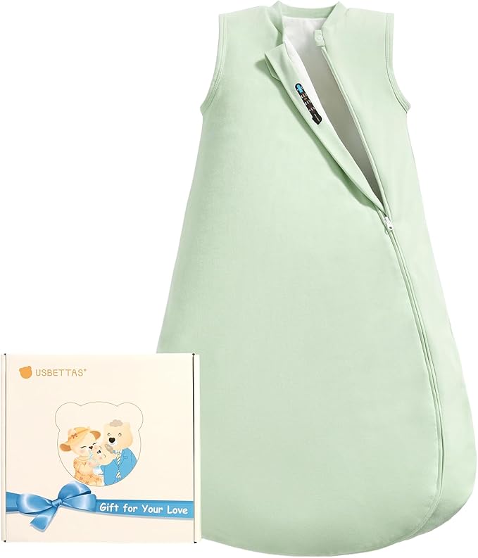 1.0 Tog 2.5 Tog Baby Sleep Sack, 100% Cotton Baby Sleeping Bag 3-24M, 2-Way Zipper Baby Wearable Blanket