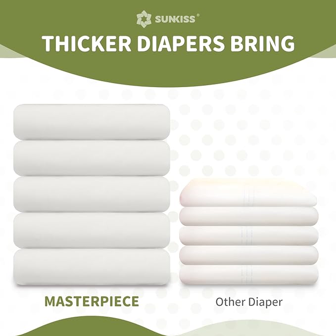 SUNKISS Masterpiece Adult Diapers with Tabs, Unisex Disposable Incontinence Briefs for Women and Men, Odor Control, White, Large/XLarge, Previously Large, 10 Count