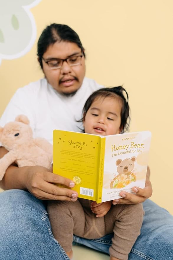 Slumberkins 14" Honey Bear Kin & 2 Board Books Complete Set Bundle | Promotes Gratitude, Respect & Sharing | Social Emotional Tools for Ages 0+ (Honey Bear Kin Plush + 2 Board Books)