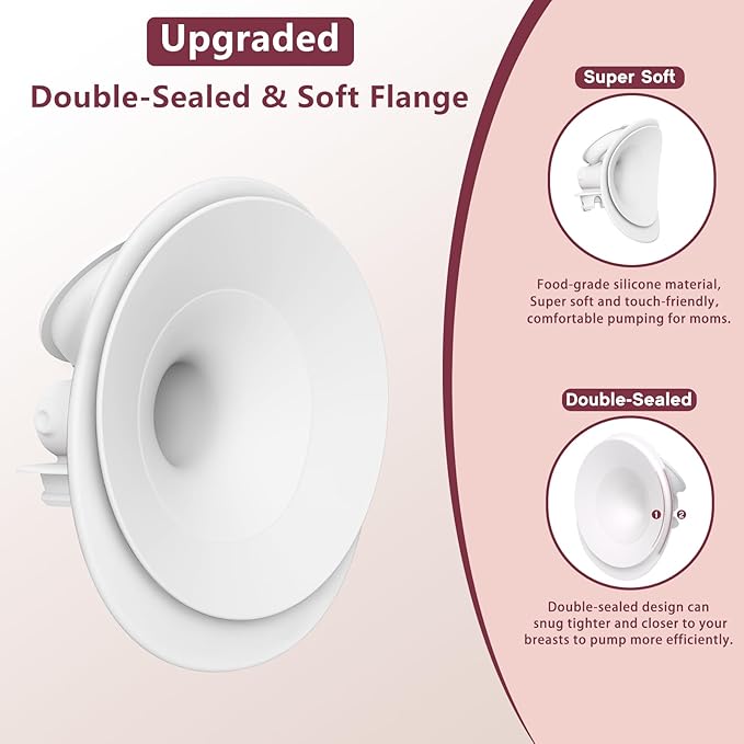 1PC 24mm Double-Sealed Flange Compatible with Momcozy Upgraded Mobile Flow | Upgraded M9, M9 24mm Flange, BPA Free Silicone, Soft Touch, Wide Opening Angel