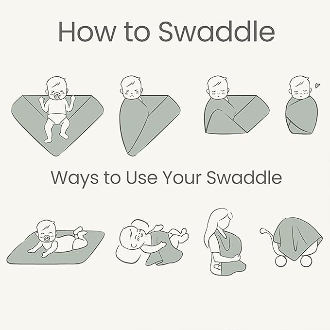 Konssy Knit Baby Blanket 2 Pack, Soft Ribbed Swaddle Receiving Blankets for Boys & Girls, Lightweight Cozy Swaddling Wrap for Newborns, Infants, & Toddlers, 33x42 Inch (Beige, Sage)