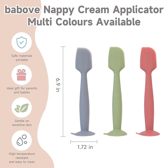 Baby Diaper Cream Spatula Applicator 3 Pack Butt Paste Spatula Soft Silicone,Diaper Rash Cream Applicator, Baby Essentials Must Haves Newborn Stuff (Red Green Grey)