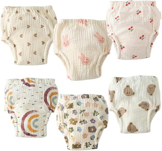 Baby Training Underpants,Soft Cotton Absorbent Potty Training Underwear For Baby Boys And Girls 6 Pack