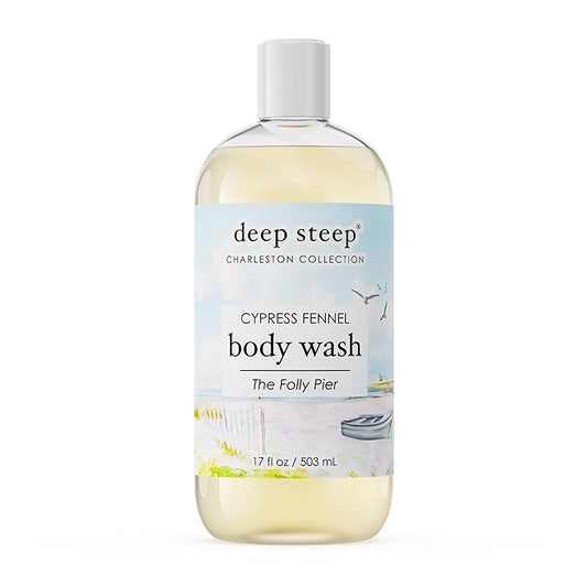 Deep Steep Body Wash, Cypress Fennel (The Folly Pier), 17 oz – Hydrating Shower Gel with Hyaluronic Acid, Shea Butter, Aloe Vera & Argan Oil – Vegan, Clean Beauty, Clean & Refreshed Skin