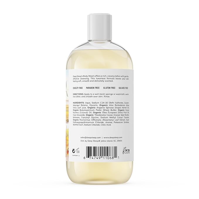 Deep Steep Body Wash, Peach Praline (The Old Village), 17 oz – Hydrating Shower Gel with Hyaluronic Acid, Shea Butter, Aloe Vera & Argan Oil – Vegan, Clean Beauty, Clean & Refreshed Skin