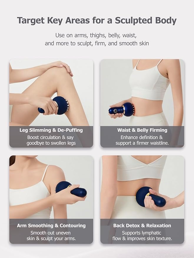 Lymphatic Drainage Massager & Anti Cellulite Massage Tool, Helps Reduce Stretch Marks & Cellulite, for Legs, Arms & Belly, Body Sculpting Machine with Microcurrent, Light, Heat & Vibration