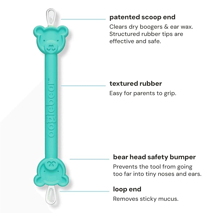 oogiebear: Baby Nose Cleaner & Ear Wax Removal Tool - Safe Booger & Earwax Removal for Newborns, Infants, Toddlers - Dual-Ended - Essential Baby Stuff, Diaper Bag Must-Have, Orange & Seafoam with case