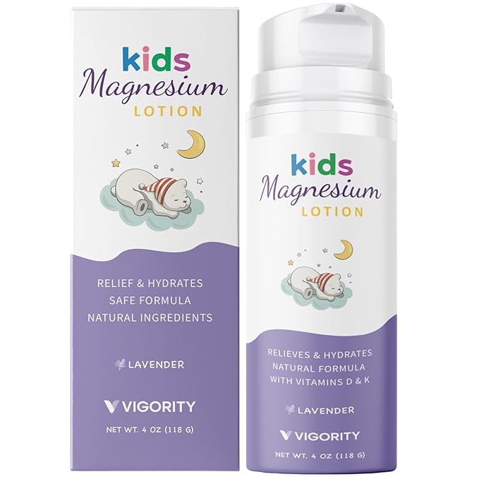 Magnesium Lotion for Kids & Babies Sleep - Bedtime Calming Body Cream with Natural Ingredients, Lavender Oil, Shea Butter & Multi Vitamins - Topical Magnesium Soothing Relief, Promotes Relaxation