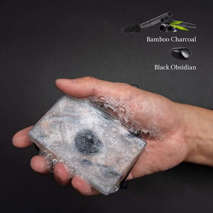 Rock Soap Gift Set of 2- Mothers Day Gift- Decorative Scented Gemstone Soap with Crystals (Jade & Black Obsidian) Inside- with Natural Ingredients & Essential Oil