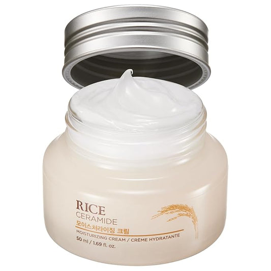 The Face Shop Rice Ceramide Cream, Hydrating Face Moisturizer, for Dry & Combination Skin, Lightweight, Fast-absorbing, 1.69 fl. oz.