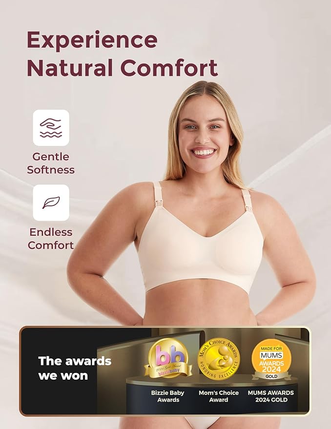 Momcozy Nursing Bras for Breastfeeding, YN21 Seamless Ultra Comfort Maternity Bra, Natural Shape, Pregnancy Sleep Bralette