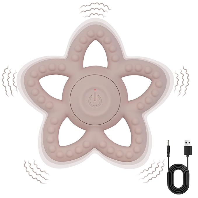 Vibrating Sensory Chew Toy,Teething Stars Support Autism &Toddler Travel Essentials,Gifts Idea for Babies 6-18 Months (Pink)