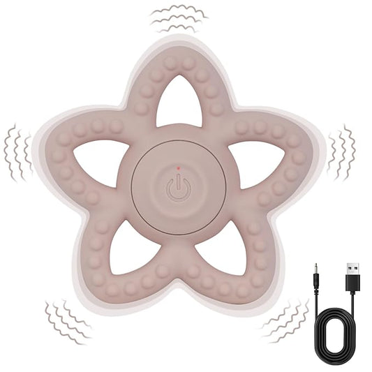 Vibrating Sensory Chew Toy,Teething Stars Support Autism &Toddler Travel Essentials,Gifts Idea for Babies 6-18 Months (Pink)