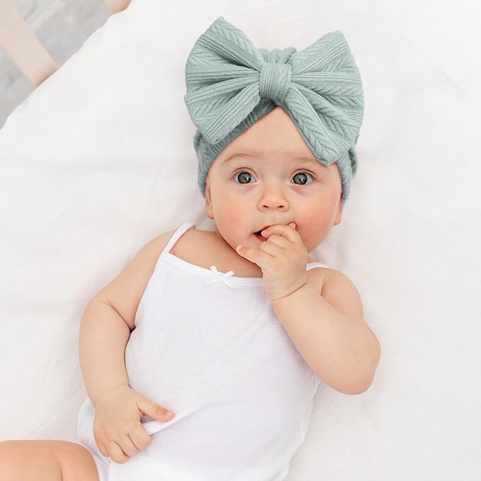 BQUBO Newborn Girls Hats Baby Hat and Mittens Set Infant Caps Bow Hospital Beanie with No Scratch Mittens for Baby Boys Girls