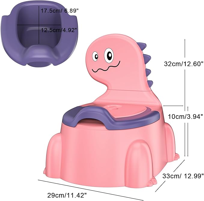 Potty Training Toilet, Toddler Potty Training Seat Baby Potty Chair, Dinosaur Toilet Potty Seat for Boys Girls Kids Toddlers, Portable Travel Potty with lid,Urinal, Splash Guard, Non-Slip Pad(Pink)