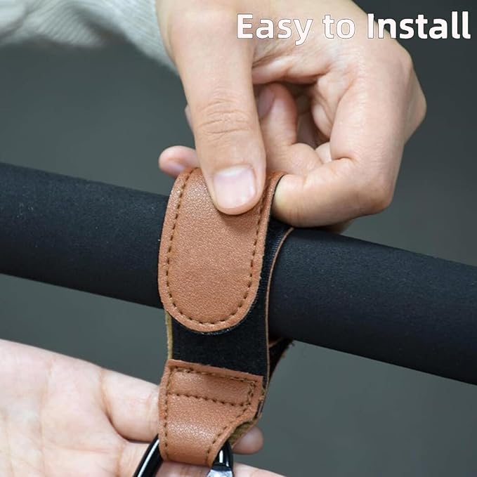 5 Pack Colorful Baby Stroller Hooks Clip for Hanging, Universal Stroller Carabiner Clip,Mommy Hook for Diaper Bag, Purse, Holder Adjustable PU Leather Hanger Clips, Gift for Babys Mom