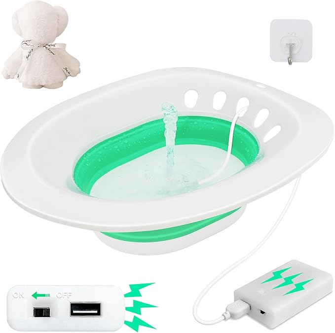 Electric Sitz Bath, Sitz Bath for Hemorrhoids, Sitz Bath for Toilet Seat, Foldable Postpartum Care Basin,Sitz Baths Salts Bowl for Women Men, Sits Bath Soak Pan, Hip Bath Tub