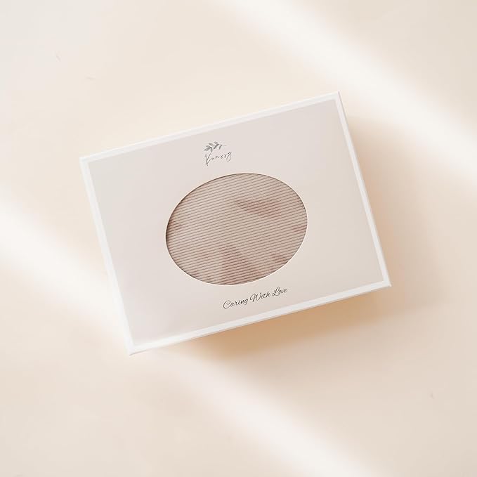 Konssy Knit Baby Blanket 2 Pack, Soft Ribbed Swaddle Receiving Blankets for Boys & Girls, Lightweight Cozy Swaddling Wrap for Newborns, Infants, & Toddlers, 33x42 Inch (Camel, Beige)