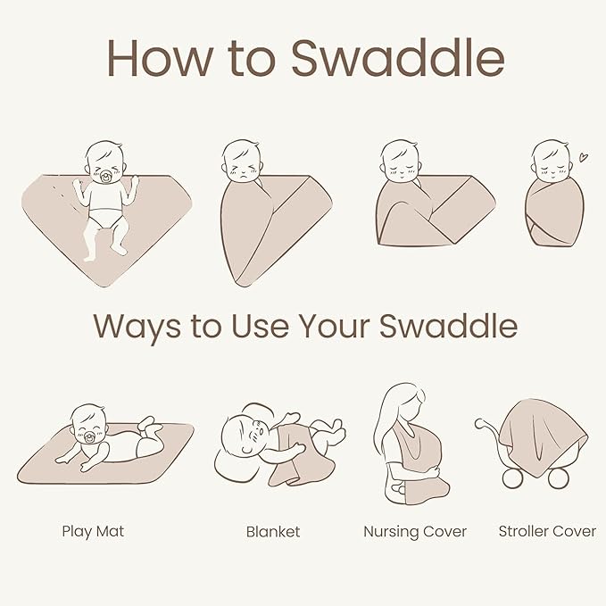 Konssy Knit Baby Blanket 2 Pack, Soft Ribbed Swaddle Receiving Blankets for Boys & Girls, Lightweight Cozy Swaddling Wrap for Newborns, Infants, & Toddlers, 33x42 Inch (Camel, Beige)