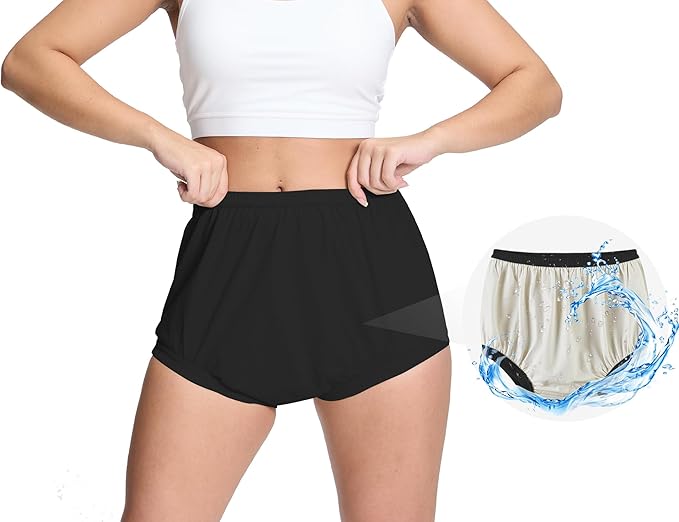 Women's Plastic Pants for Adult Diapers Incontinence Waterproof Cloth Diaper Cover Leakproof Rubber Underwear Alternative (Black, 2XL)