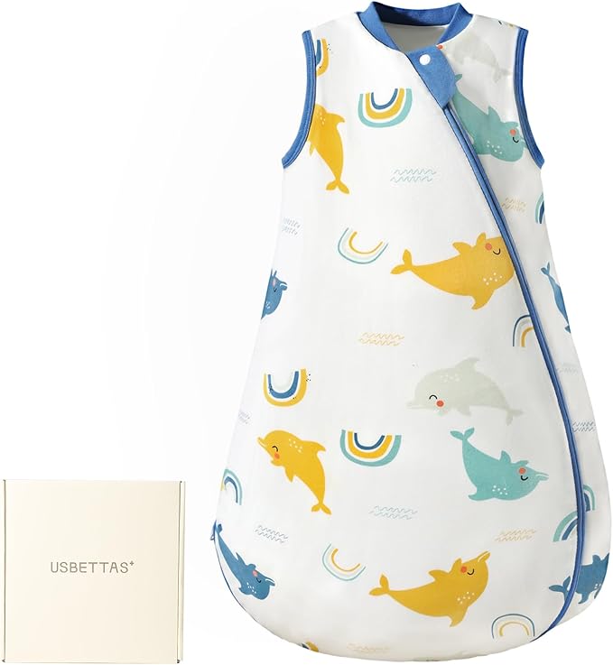 1.0 Tog 2.5 Tog Baby Sleep Sack, 100% Cotton Baby Sleeping Bag 3-24M, 2-Way Zipper Baby Wearable Blanket