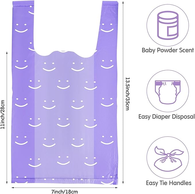 Colarr 1600 Count Baby Disposable Diaper Bags Scented Diaper Sacks with Tie Handle Disposal Trash Sacks Pet Dog Poop Cat Litter Clump Waste Bags Refill(Purple)