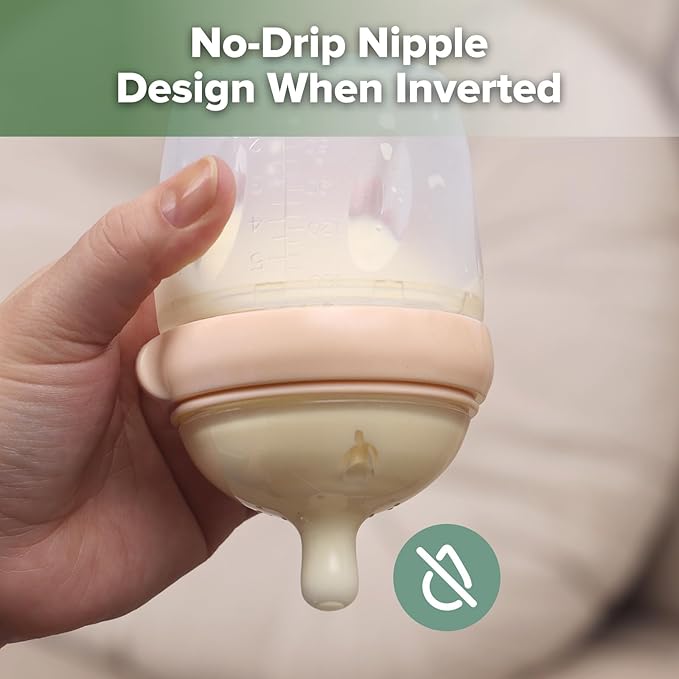 haakaa Gen. 3 Silicone Baby Bottle 160ml /5.4oz – Baby Bottles for Newborn 0M+, BPA-Free Breastfeeding Baby Bottle with Natural Latch, Slow Flow Anti-Colic Silicone Baby Bottle– Peach