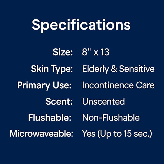 Adult Wipes For Elderly - 8"x13" Extra Large & Soft Wet Wipes for Adults Bathing No-Rinse - Incontinence Disposable Washcloths, Vitamin E & Aloe Infused for Men & Women 720ct (12 Packs of 60)