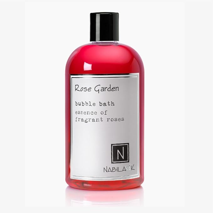 Rose Garden Bubble Bath by Nabila K - Essential Oils with Natural Ingredients for Sensitive Skin, Tear-Free, Gentle, Moisturizing - Luxury for Women & Men, 16 oz