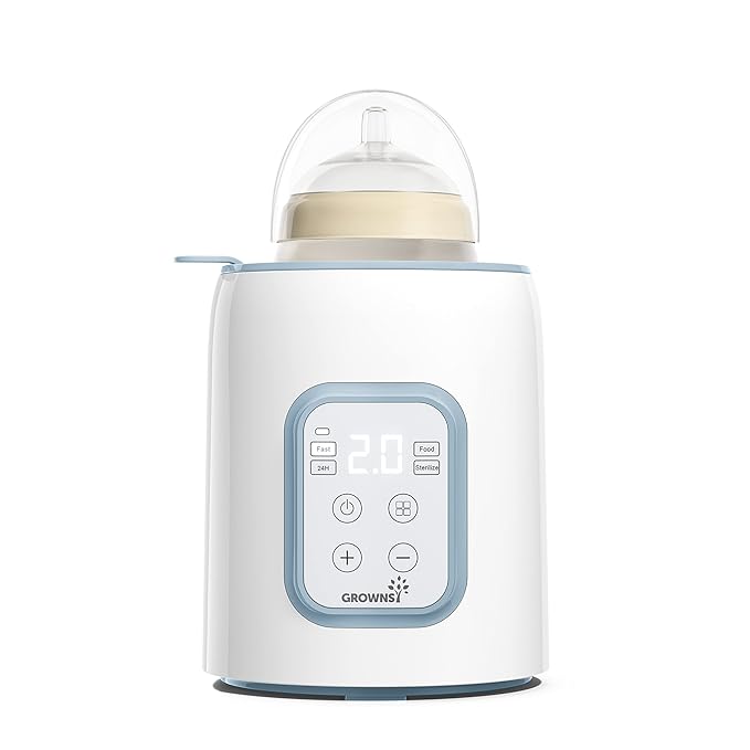 Grownsy Bottle Warmer, 8-in-1 Fast Baby Milk Warmer with Timer for Breastmilk or Formula, Accurate Temperature Control, Multifunctional Baby Bottle Warmers for All Bottles- Blue