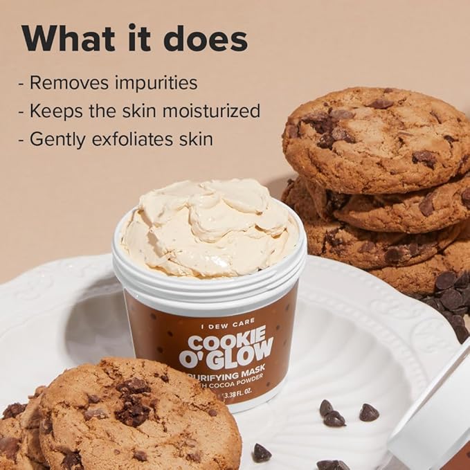 I DEW CARE Wash Off Face Mask - Cookie O' Glow | Hydrating and Purifying for Dry Skin with Cocoa Seed Butter, Korean Facial Mask Skin Care, 3.38 Oz