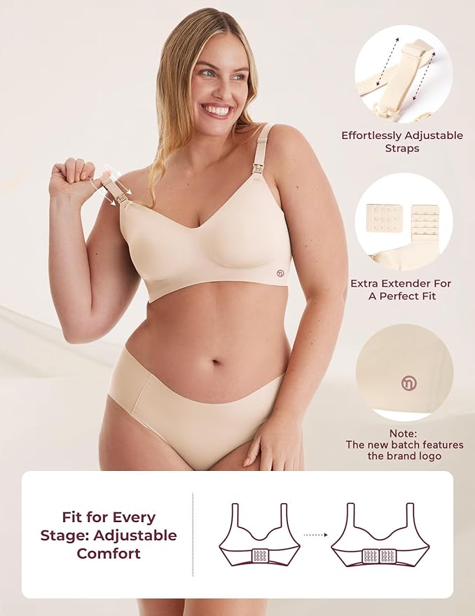 Momcozy Nursing Bras for Breastfeeding, YN21 Seamless Ultra Comfort Maternity Bra, Natural Shape, Pregnancy Sleep Bralette