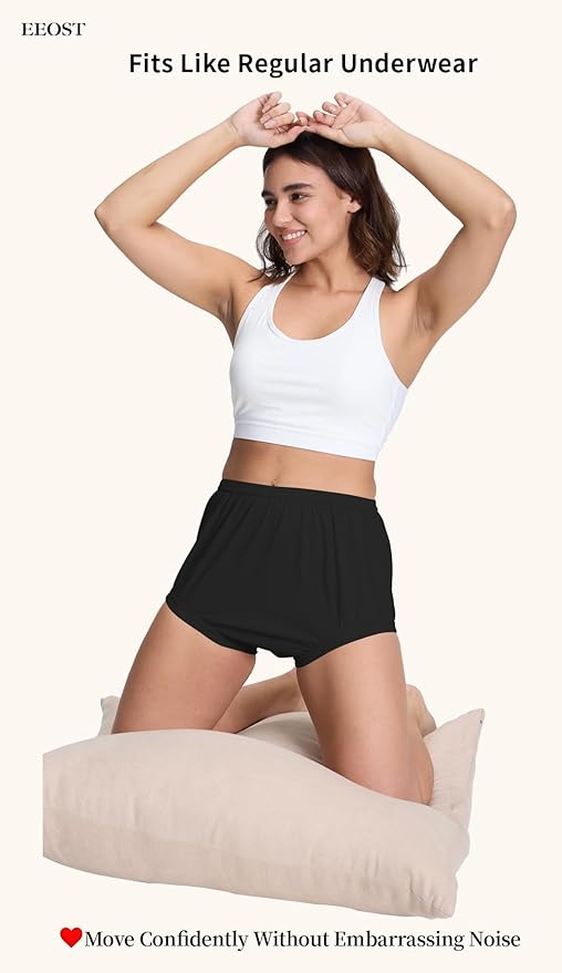 Women's Plastic Pants for Adult Diapers Incontinence Waterproof Cloth Diaper Cover Leakproof Rubber Underwear Alternative ((Black Large)