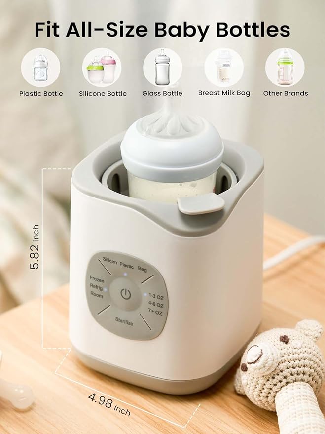 Grownsy Bottle Warmer, Baby Bottle Warmer Fast for Breastmilk & Formula, Accurate Temperature Control, Milk Warmer for All Bottles with Thaw, Sterilizing, Keep Warm, Heat Food