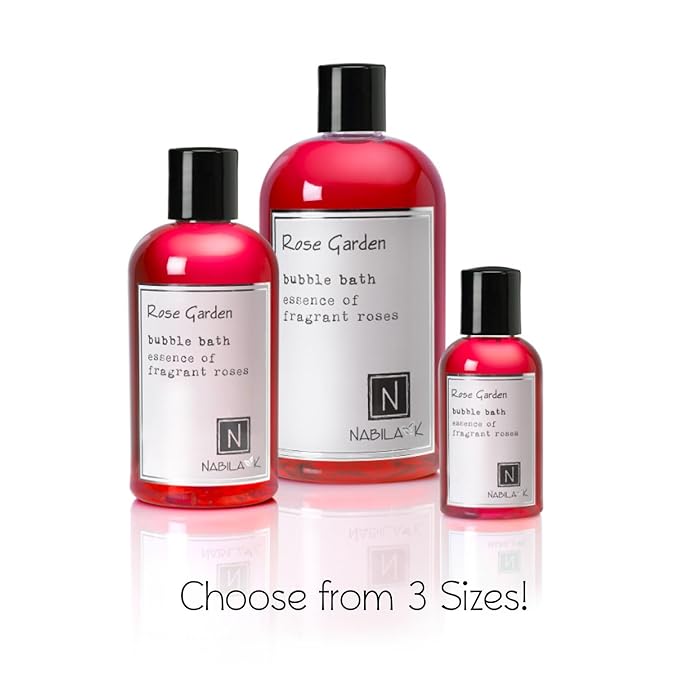 Rose Garden Bubble Bath by Nabila K - Essential Oils with Natural Ingredients for Sensitive Skin, Tear-Free, Gentle, Moisturizing - Luxury for Women & Men, 16 oz