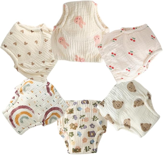 Baby Training Underpants,Soft Cotton Absorbent Potty Training Underwear For Baby Boys And Girls 6 Pack