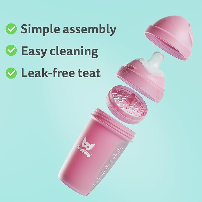 Herobility Double Anti-Colic Baby Bottles – 8.5 fl oz/240ml – 3-Pack – Dark Green