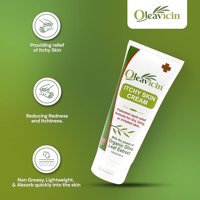 Oleavicin Extra Strength Anti-Itch Cream (3 Pack) for Dry, Itchy Skin Relief – Natural Fungal & Rash Treatment with Olive Leaf Extract – Fast-Acting, Long-Lasting Itch Relief
